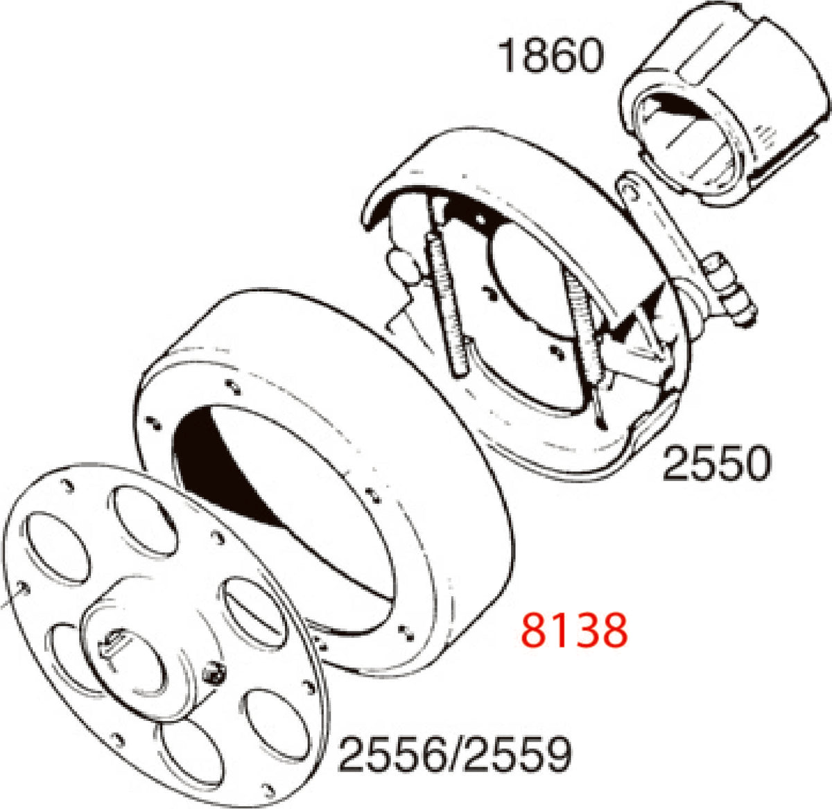 6" Internal Brake Drum Only - Unplated