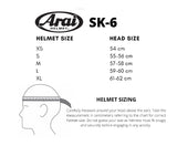 Point-Karting-Arai-SK6-Helmet-Size-Chart