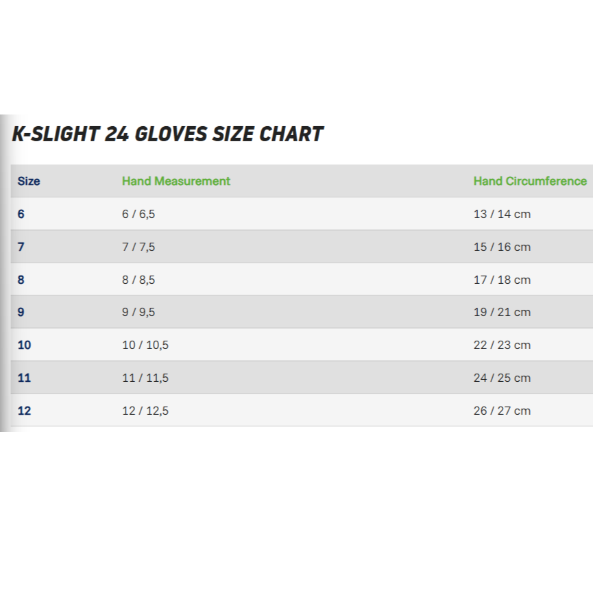 Point-Karting-Freem-Glove-Size-Chart