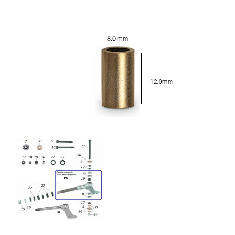 Internal Spindle Spacer 8 x 12mm CRG CKR Racing Kart