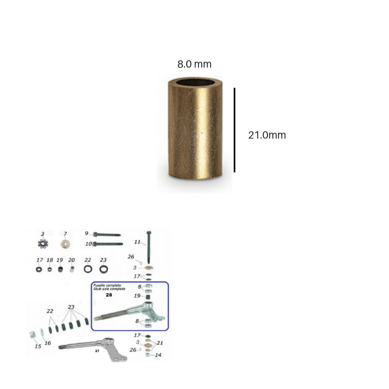 Internal Spindle Spacer 8 x 21mm CRG CKR Racing Kart