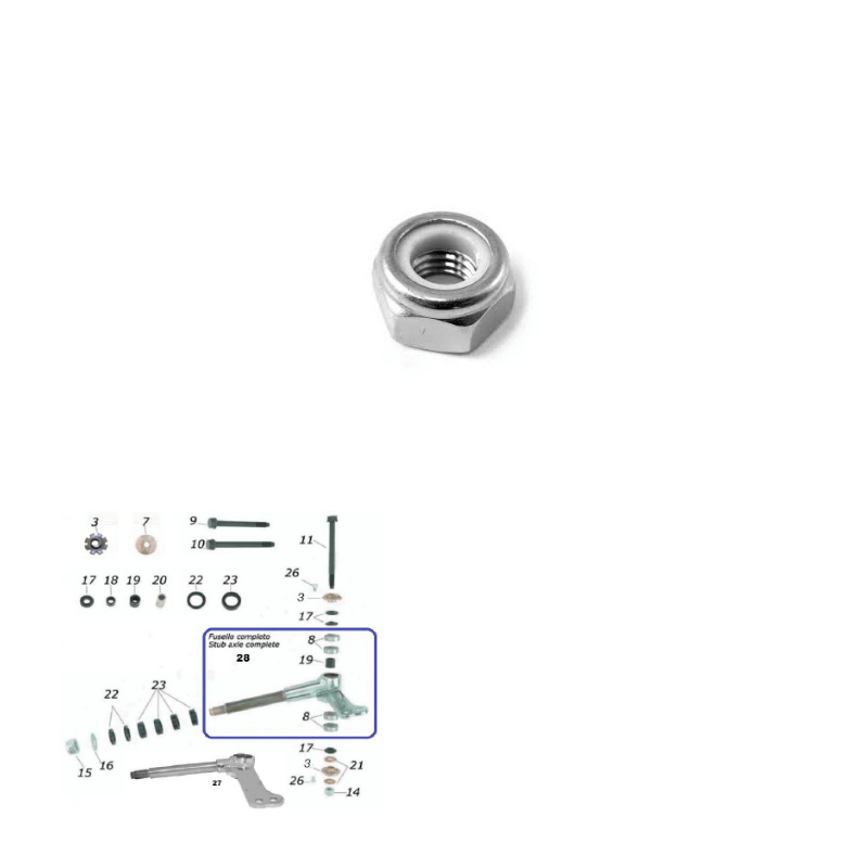 M8 Spindle KingPin Retention Nut Nylock 